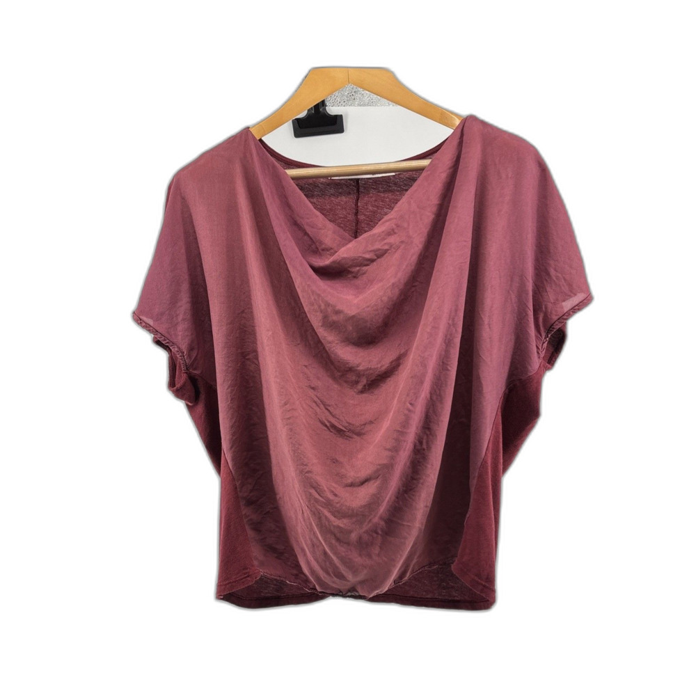 Michael stars cowl neck top pink one size Silk Front Cotton/modal Back